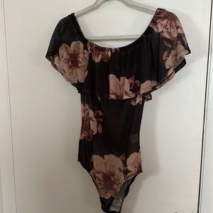 Sheer floral body suit